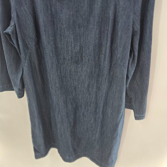 Talbots Denim Chambray Cotton Square Neck 3/4 Sleeved Midi Shift Dress 16P - Picture 11 of 15